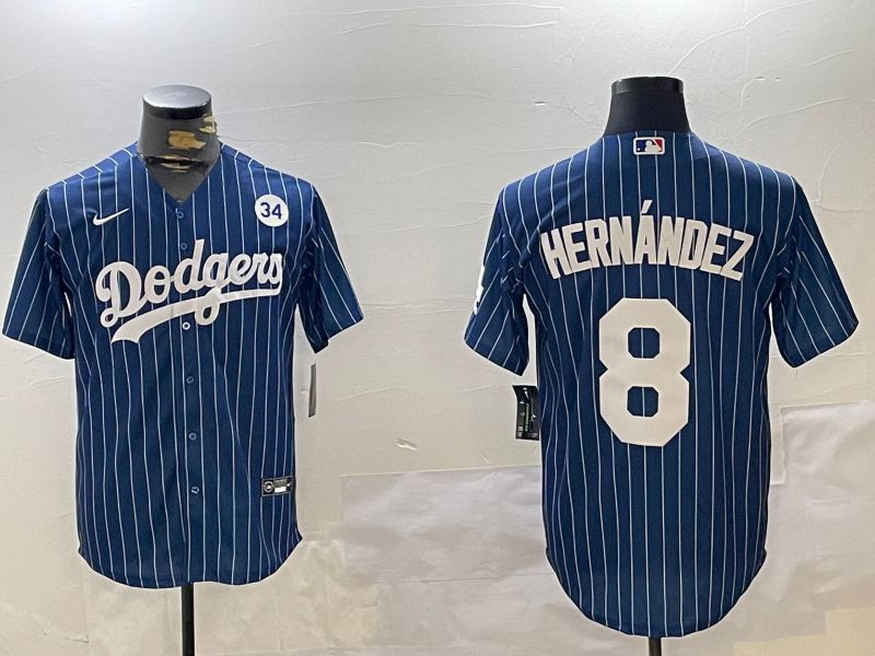 Men Los Angeles Dodgers #8 Hernandez Blue Stripe Game 2024 Nike MLB Jersey style 11201->los angeles dodgers->MLB Jersey